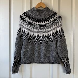 Old Navy Women's Fairisle EUC Nordic Sweater Black, Gray & White - Sz XS